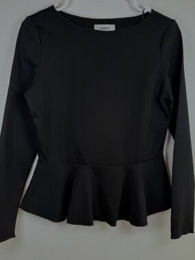 Jason Wu Black Peplum Top Long Sleeve Minimalist Structured Blouse S